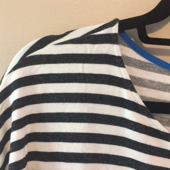 Bobeau 3/4 Slv, Black & White Stripe Crew - Picture 3 of 10